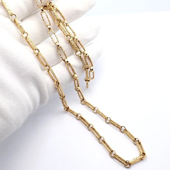 Rare! Vintage Estate 18k Yellow Gold 30" Long Paperclip Link Necklace 56.8g - Picture 3 of 14